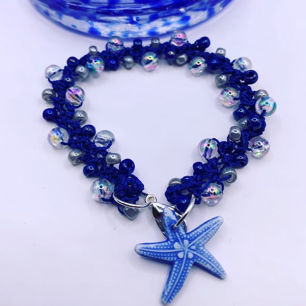 Nautical Style Handmade Bracelet with Starfish Charm, Beachy Vibes