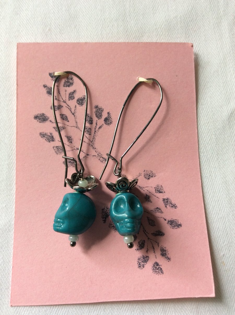 Turquoise Day of the Dead Earrings