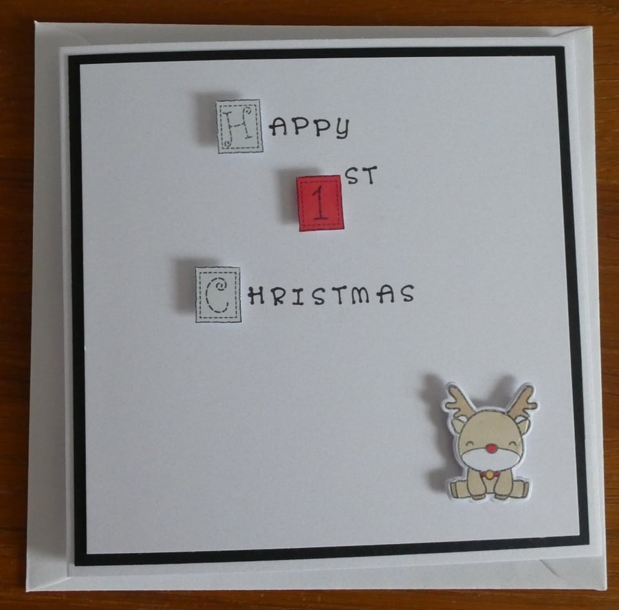 Personalised First Christmas Card - Reindeer