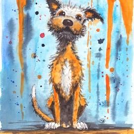 Cute Doggy Dog Original Abstract Painting 