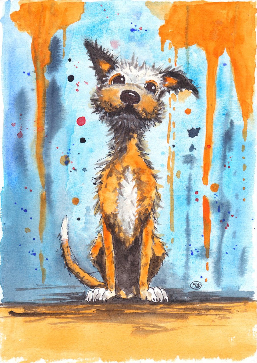 Cute Doggy Dog Original Abstract Painting 