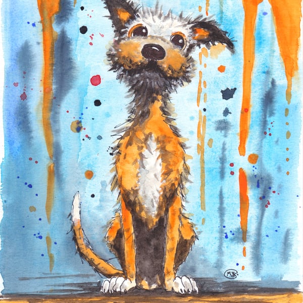 Cute Doggy Dog Original Abstract Painting 