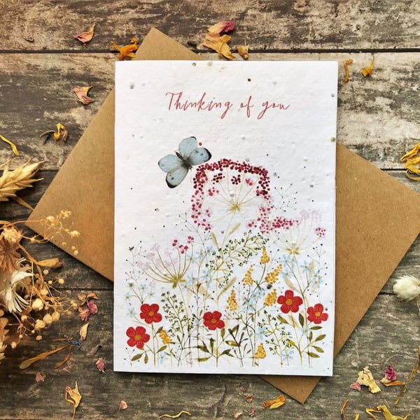 Plantable Seed Paper Thinking of you card ,Sending love , Sympathy card