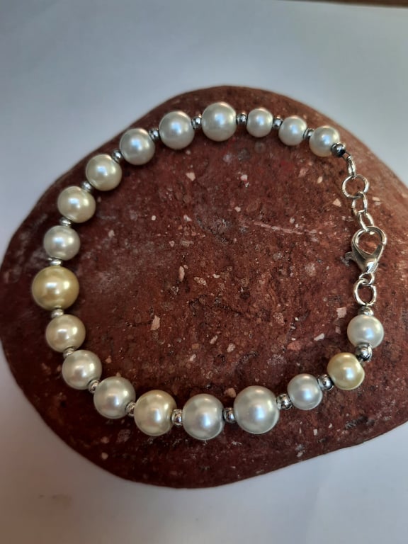 Faux Pearl Cream  Bracelet 