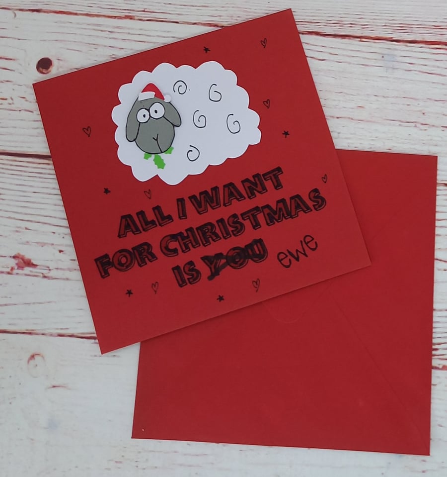 Christmas Card, All I Want for Christmas is Ewe