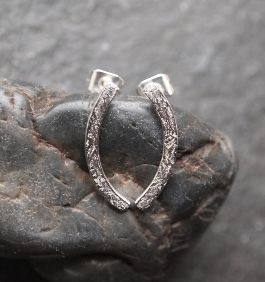 silver studs, arc stud earrings