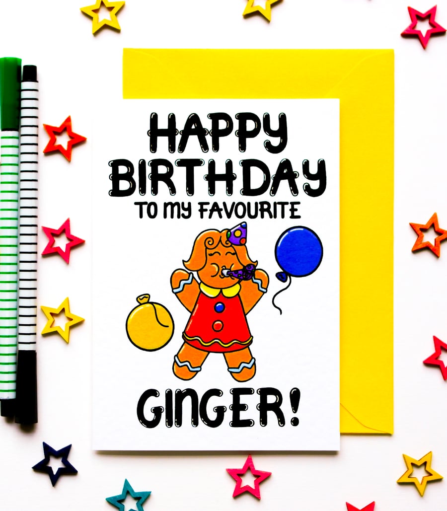 Birthday Card For Ginger Friend, Funny Red Haired Friends Birthday Card