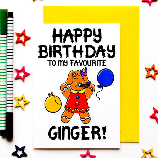 Birthday Card For Ginger Friend, Funny Red Haired Friends Birthday Card