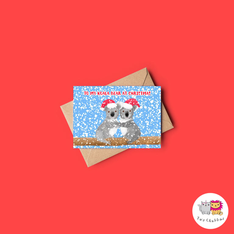 Koala Bear Christmas Card, A6 Christmas Card, Cute Animal Christmas Card