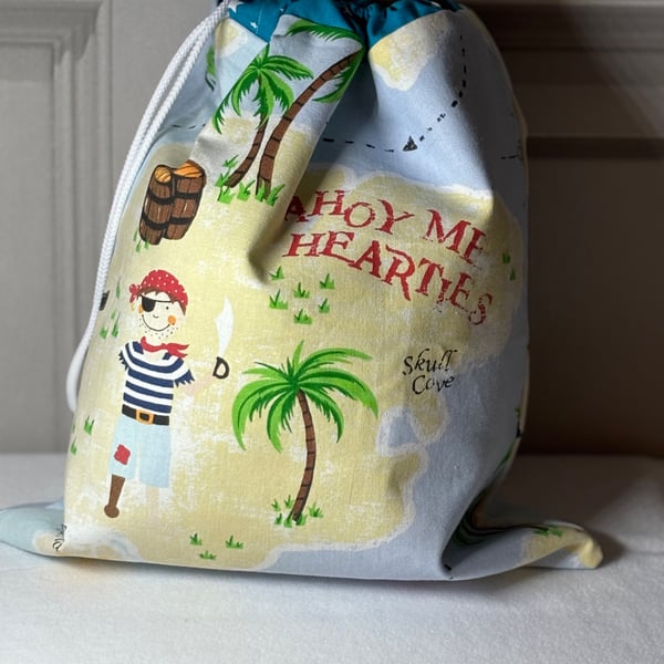 Pirate desert island themed drawstring bag 
