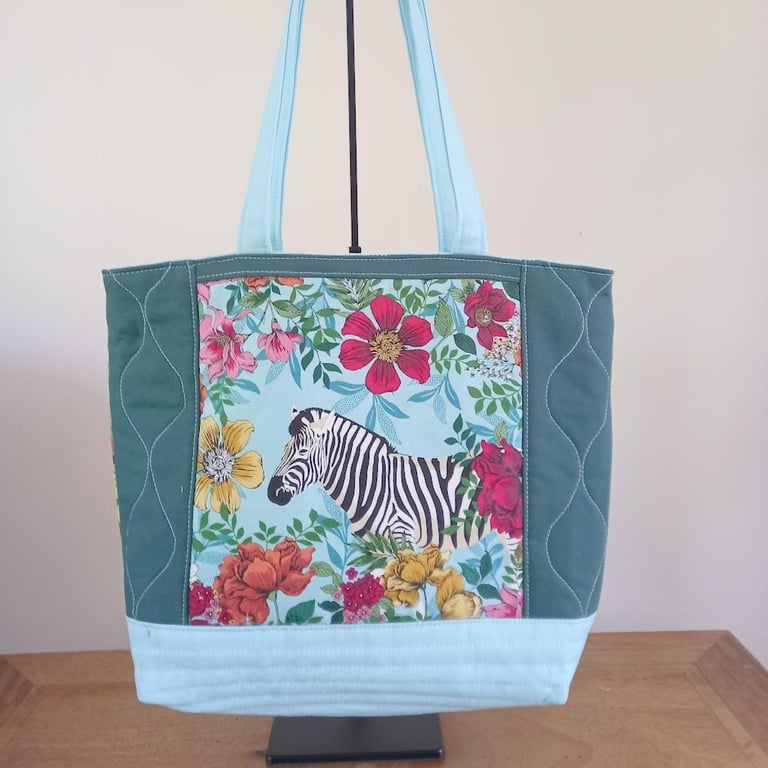 Zebra quilted tote bag