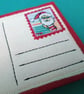 Santa Holiday Textile Postcard Decoration - blank for your written message - Image 9