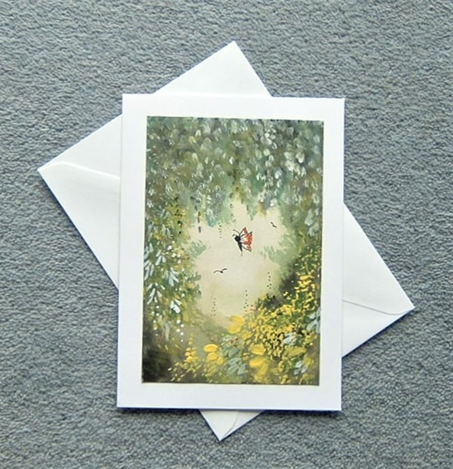 watercolour landscape hand painted blank greetings card ( ref F 204 )