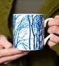 Set of 4 fine bone china mugs, blue and white, Nature inspired mugs. - Image 5