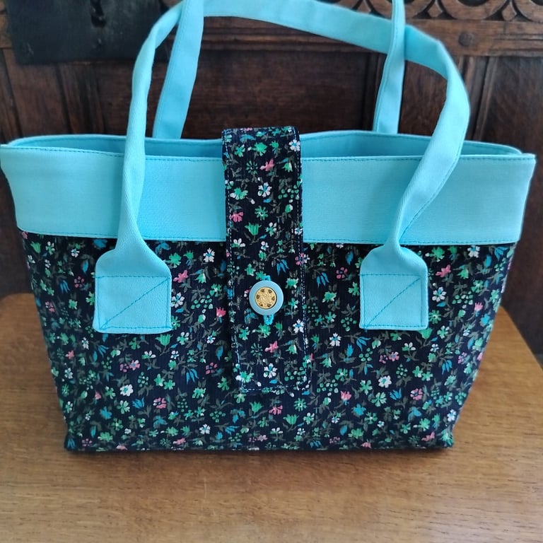 Cotton vintage needlecord and  twill handbag