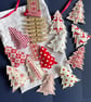 Twelve Trees of Christmas fabric garland - cream and red