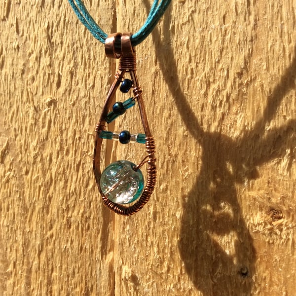 Turquoise Thong  Teardrop Pendant 