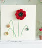 Hand Sewn Card. Poppy Card. Flowers. Stitched Card. Embroidered Card. - Image 1