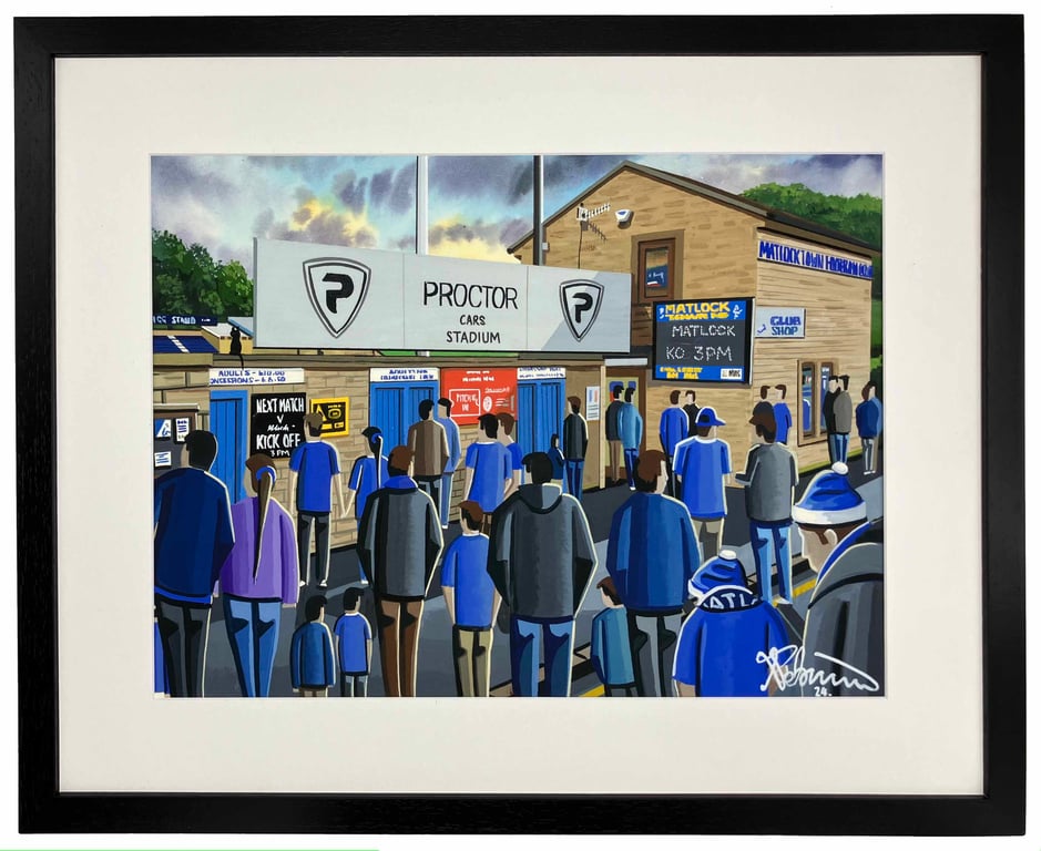 Matlock Town, Causeway Lane Framed Football Art Print. 20" x 16" Frame Size