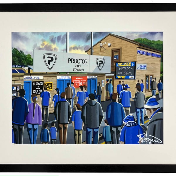 Matlock Town, Causeway Lane Framed Football Art Print. 20" x 16" Frame Size
