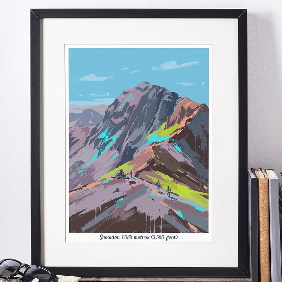 A4 Framed (choice of colours) Snowdon Art Print