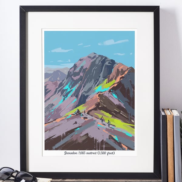 A4 Framed (choice of colours) Snowdon Art Print