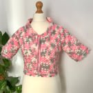 Ladies crochet crop shirt. Collar. Buttons. Short sleeves. Size 10. 