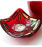 Red Gold Dichroic Fused Glass Trinket Dish 8cm Handmade OOAK - Image 8