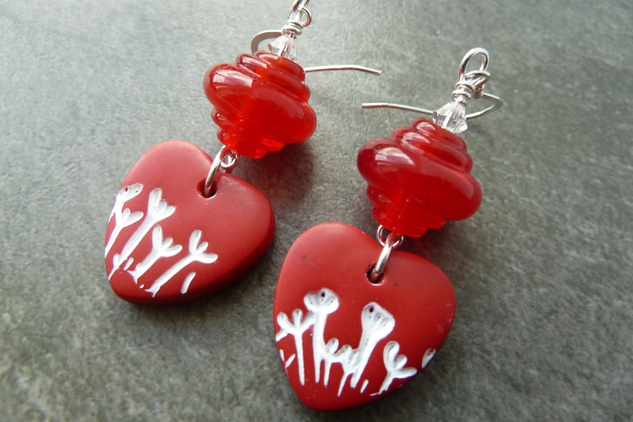 red heart sterling silver earrings