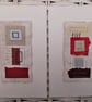 Colourful Combinations Red Grey Natural Handstitched Geometric Art Picture - Image 1