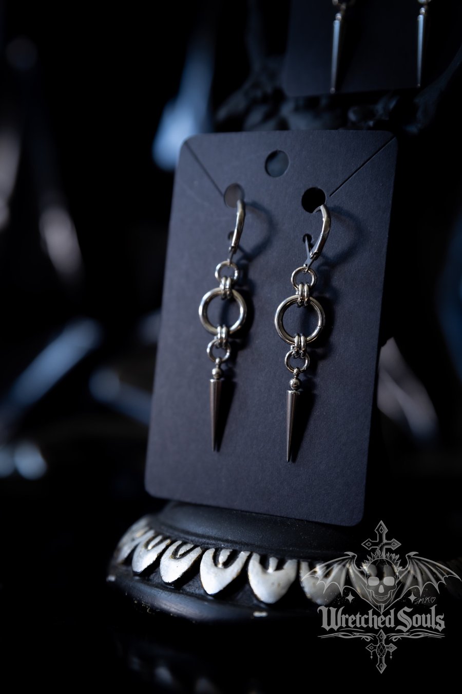 Custom spiked chainmail earrings 