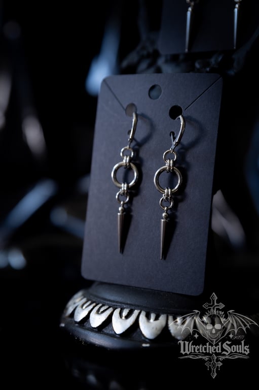 Custom spiked chainmail earrings 