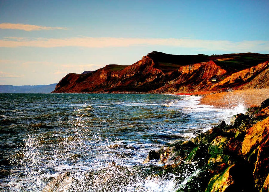 Picture West Bay Beach, West Bay Dorset Print Photo