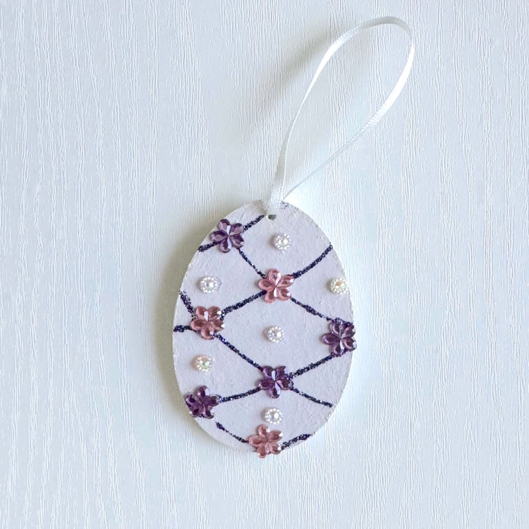 Easter egg decoration - hanging jewelled egg, handmade