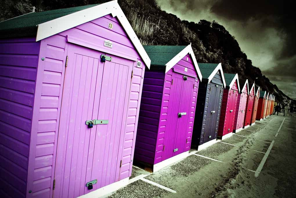 Bournemouth Beach Huts Dorset England UK 18"X12" Print