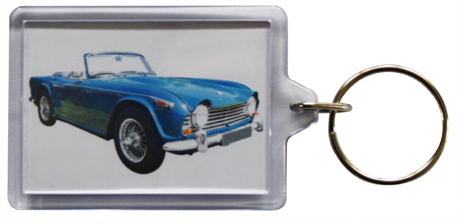 Triumph TR4A 1969 - Keyring with 50x35mm Insert - Car Enthusiast