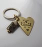 Keyring, Hammered Brass Heart with Engraved Message and Agate Gemstone - Image 7