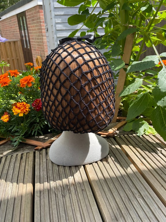 Classic black 1940s style retro ribbon snood hairnet - Audrey