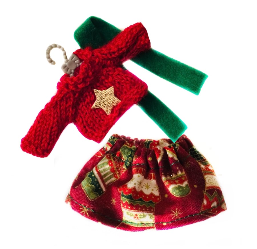 Little Nippers’ Christmas Skirt, Jumper and Scarf