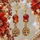 Carnelian Tree of Life Earrings (Motivation & Confidence)