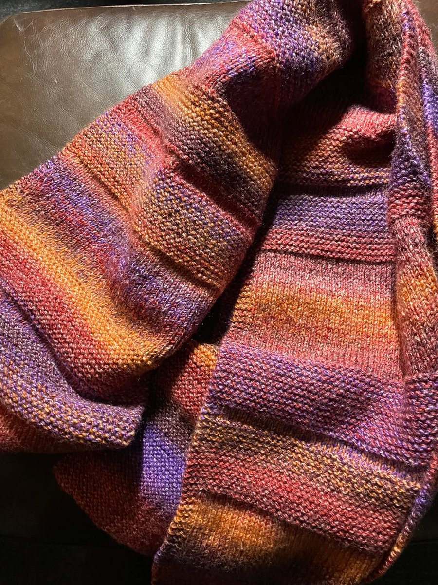 Sunset red, purple and orange scarf