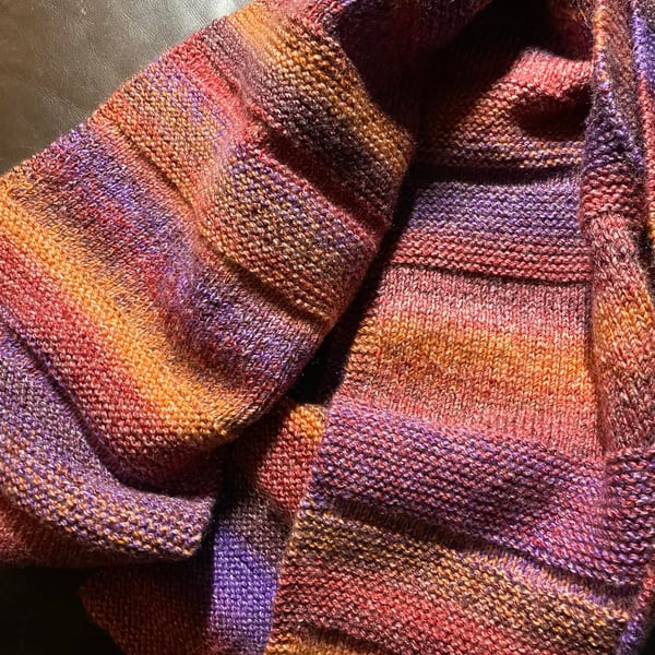 Sunset red, purple and orange scarf