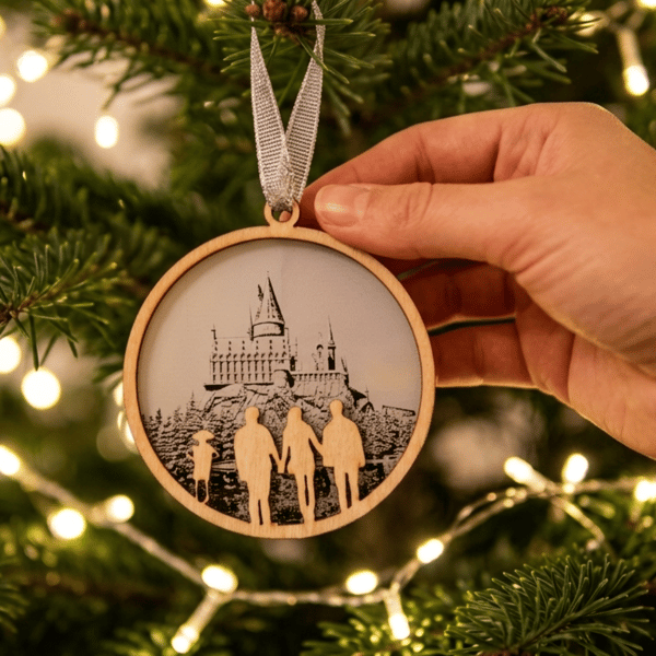 Wizard Christmas Tree Decoration, Hogwarts Castle Ornament, Wood Decoration