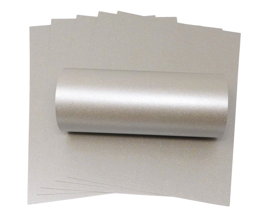10 Sheets A4 Mercury Silver Iridescent Sparkle Card 300gsm 110lb Cover Crafts Ca