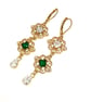Emerald Green Crystal Gold Earrings, Wedding Jewellery, Gift for Her