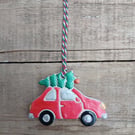 Festive Red Car & Christmas Tree Christmas Decoration Tree Ornament
