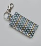 Key ring lip balm holder in grey geometric fabric - Image 3