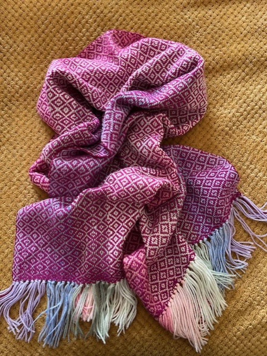 Hand woven rainbow scarf