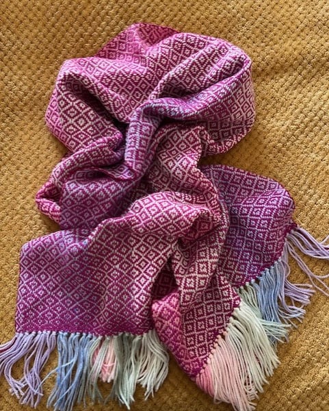 Hand woven rainbow scarf