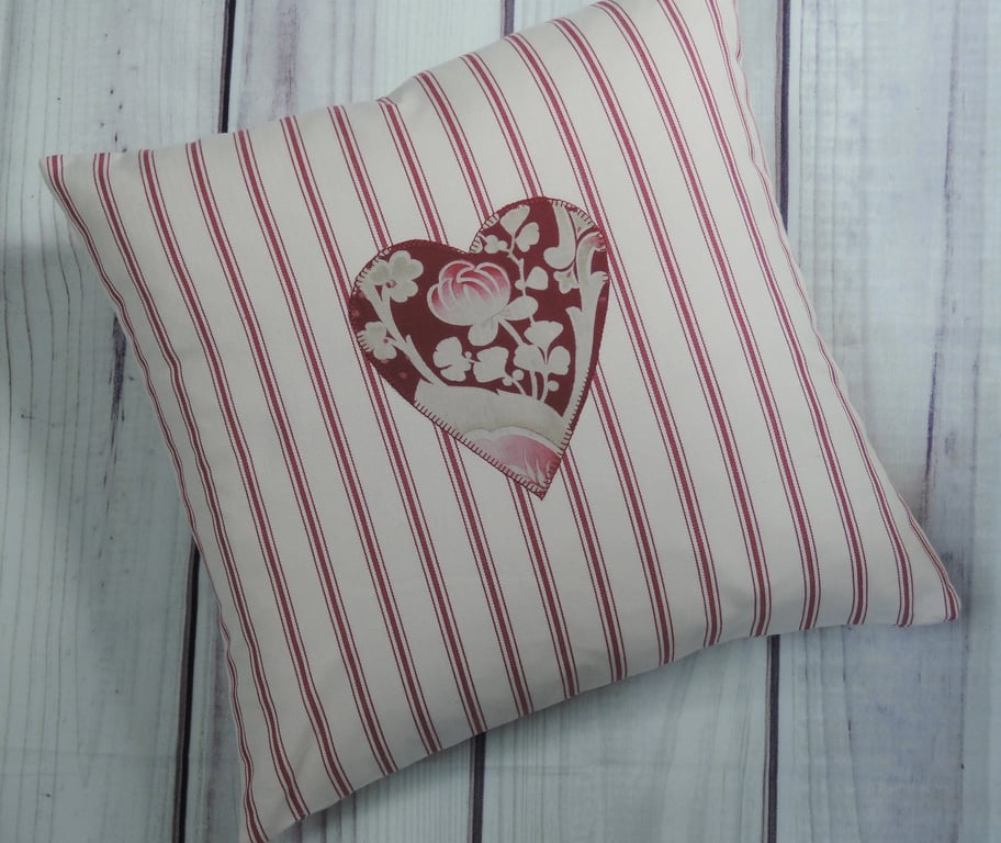 Vintage Fabric Heart Cushion